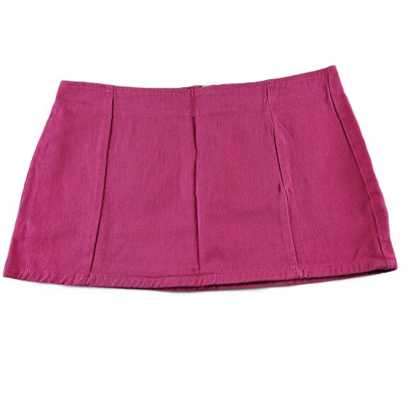 PrettyLittleThing Dresses & Skirts - PrettyLittleThing Micro Mini Denim Skirt Women's Size 8 Pink Exposed Zipper